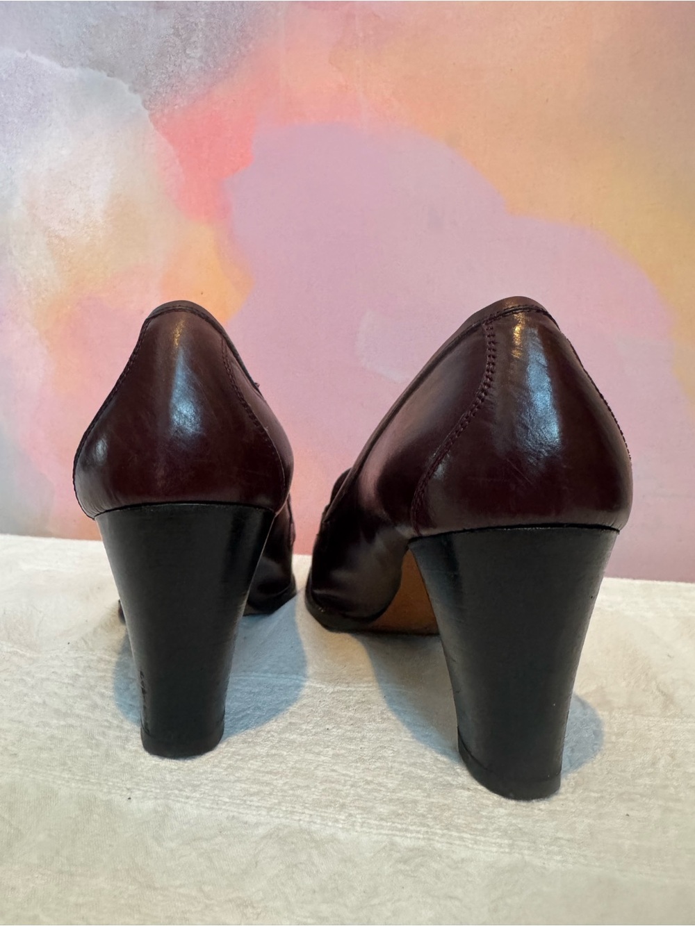Vintage Gucci Burgundy Leather Block Heel Loafer - Picture 5 of 6